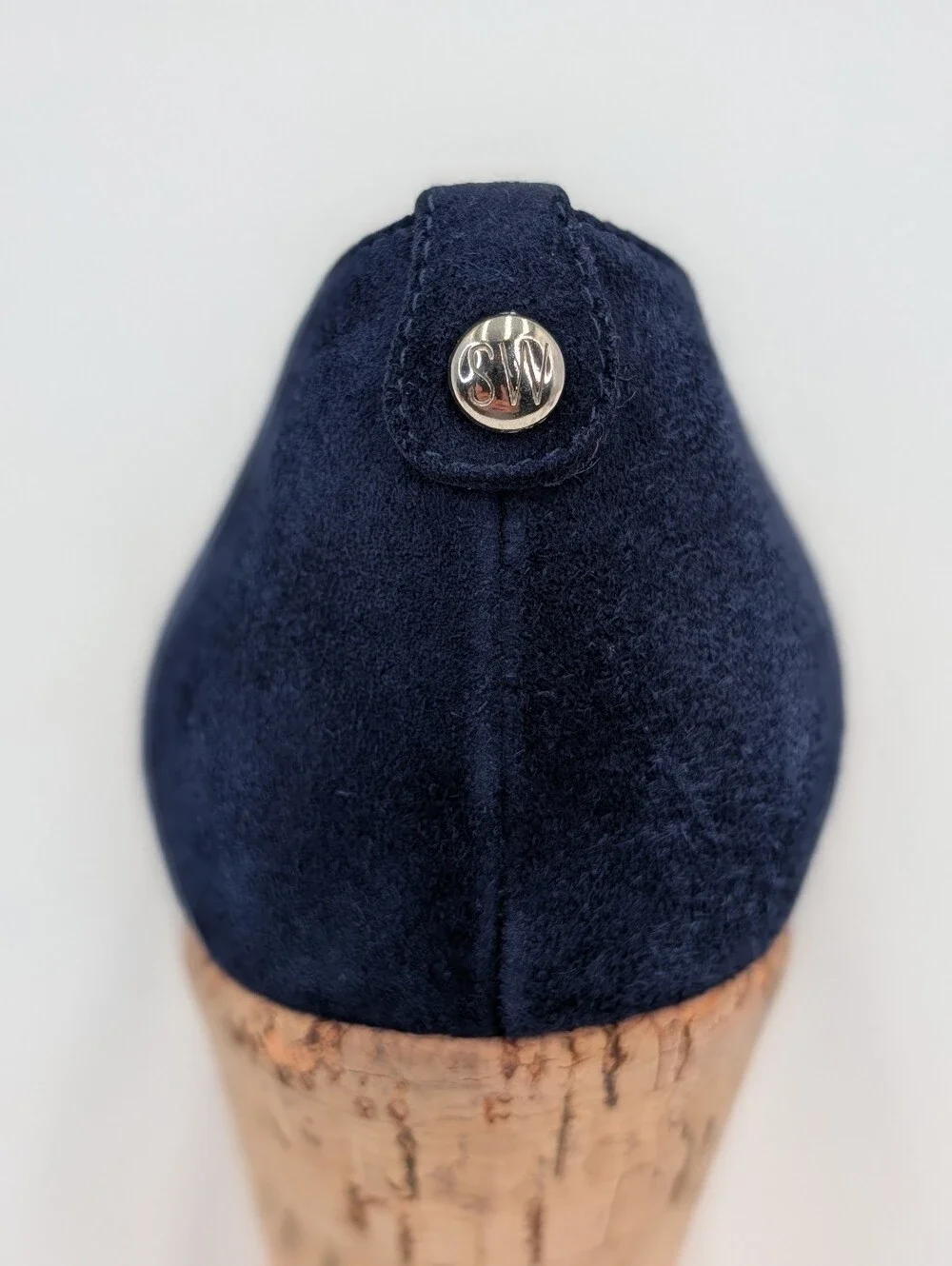 Stuart Weitzman Size 11 N Corkswoon Navy Blue Genuine Suede Cork Wedge Pump Heel
